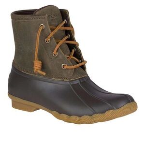 Sperry Women's Olive and Brown Rain Boots